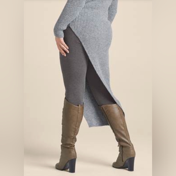 Venus Asymmetrical Maxi Gray Sweater Dress, Size 3X - Picture 3 of 9